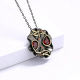 Red Stone Pendant Sweater Chain Ethnic Retro Style Necklace