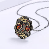 Red Stone Pendant Sweater Chain Ethnic Retro Style Necklace