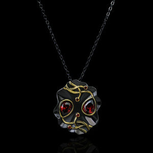Red Stone Pendant Sweater Chain Ethnic Retro Style Necklace
