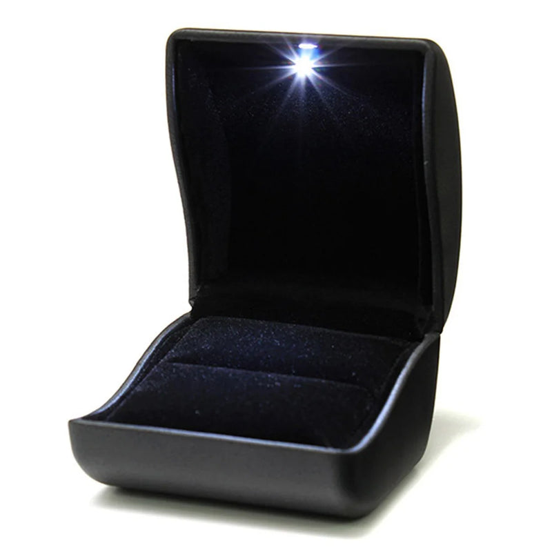 Flannel LED Lighted Jewelry Box Wedding Engagement Proposal Ring Case
