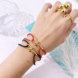 High Red Cotton Rope Bracelet U Lock Chain Style Bangle
