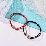 High Red Cotton Rope Bracelet U Lock Chain Style Bangle