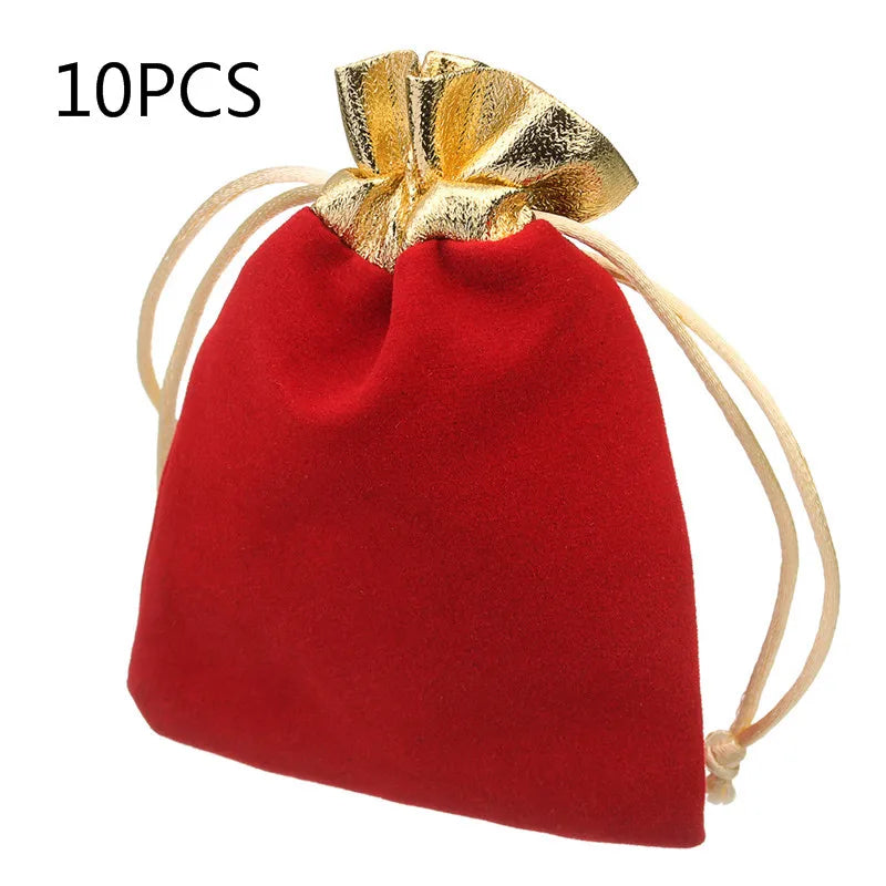 Red Velvet Bag Drawstring Calabash Pouch Jewelry Bag Wedding/Christmas Gift