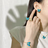 Turquoise Butterfly Style Short Chain Necklaces Sets For Women DN038