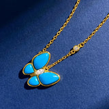 Turquoise Butterfly Style Short Chain Necklaces Sets For Women DN038