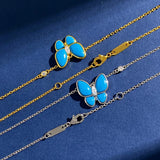 Turquoise Butterfly Style Short Chain Necklaces Sets For Women DN038