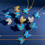 Turquoise Butterfly Style Short Chain Necklaces Sets For Women DN038
