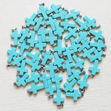 30Pcs/Lot Turquoise Stone Cross Beads Charms Pendants for DIY Necklace Making
