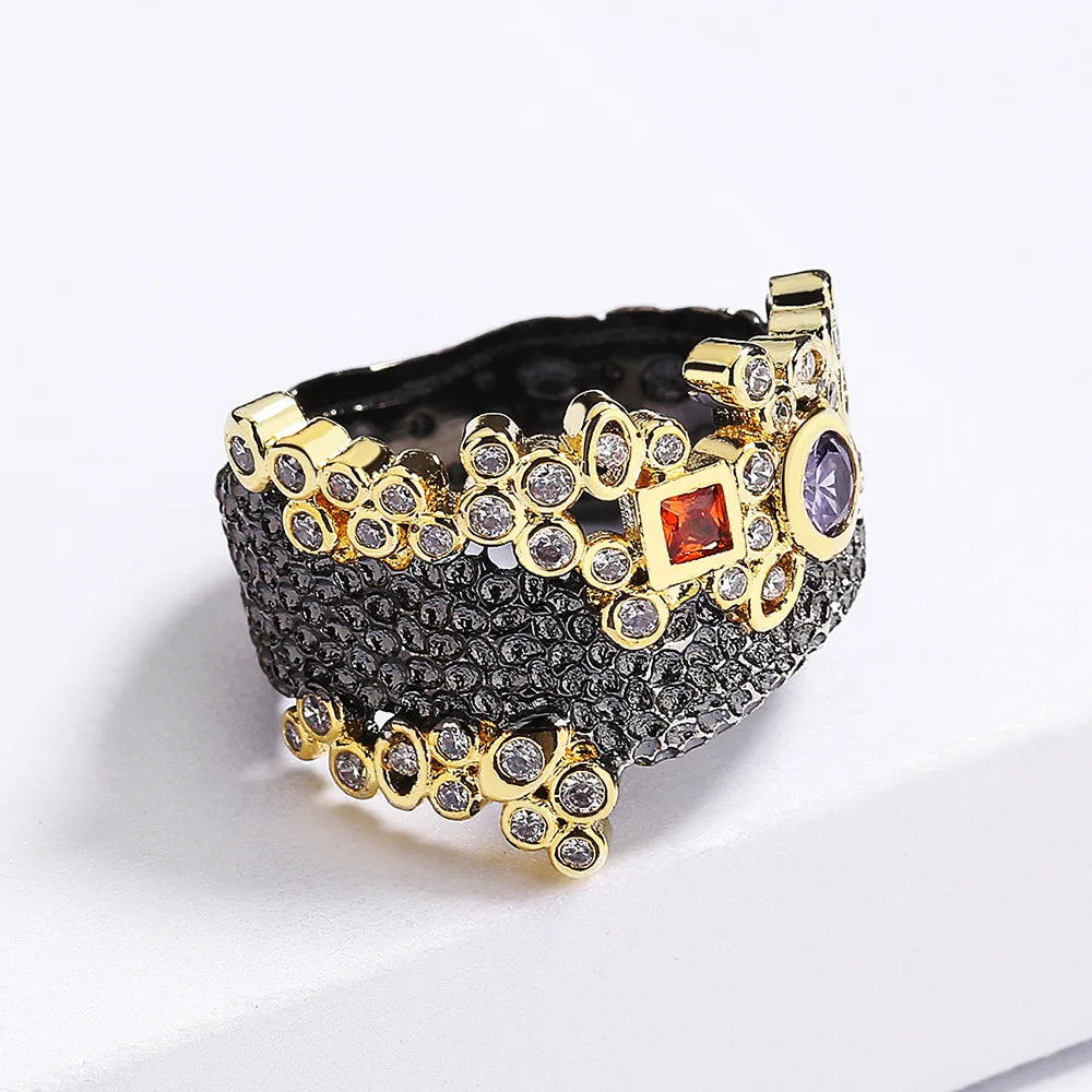 Bohemian Multicolored Zircon Ring for Women