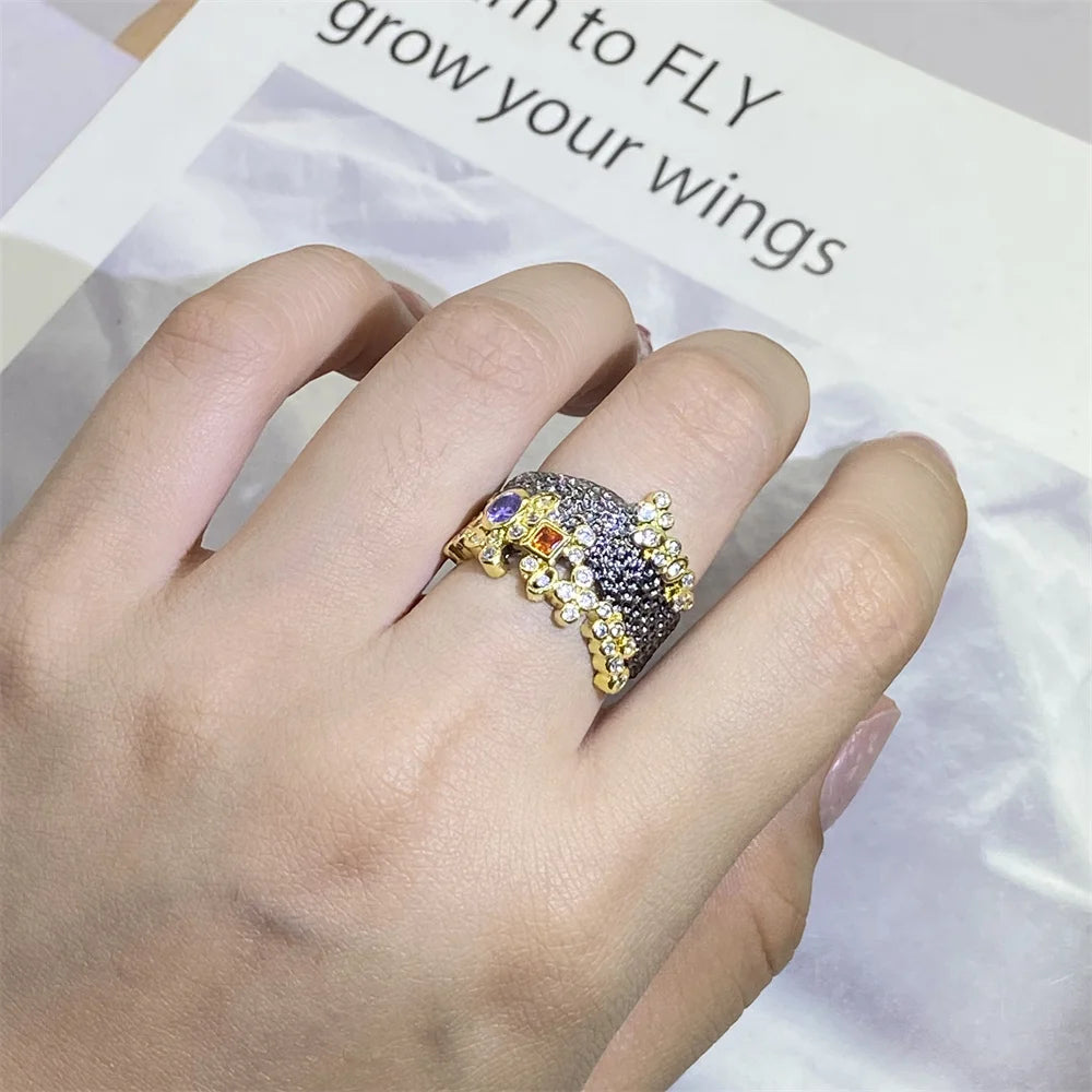 Bohemian Multicolored Zircon Ring for Women