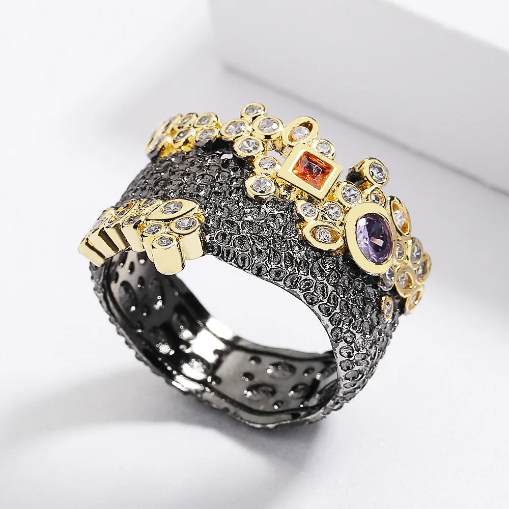 Bohemian Multicolored Zircon Ring for Women