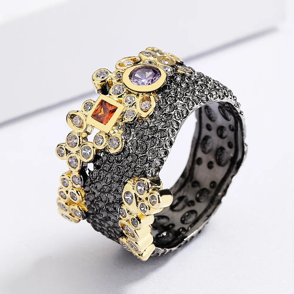 Bohemian Multicolored Zircon Ring for Women