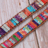 Boho Braided Bracelet Mixed Turquoises Cylindrical Stone