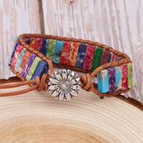 Boho Braided Bracelet Mixed Turquoises Cylindrical Stone