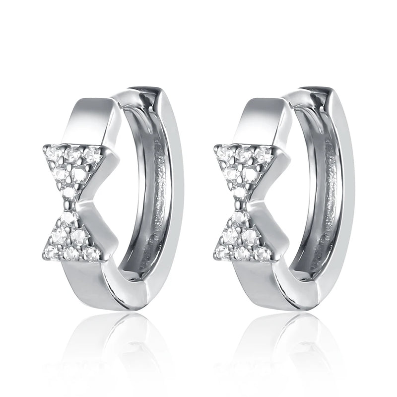 High Bow Earrings 925 with Cubic Zircon for Women Girls Hoop Earring