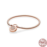 925 Silver Padlock Snake Bone Bracelet for Charm Beaded Jewelry