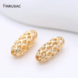 High Brass Metal Plated Hollow Long Tube Beads Accessories Oval Beads