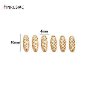 High Brass Metal Plated Hollow Long Tube Beads Accessories Oval Beads