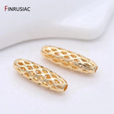 High Brass Metal Plated Hollow Long Tube Beads Accessories Oval Beads