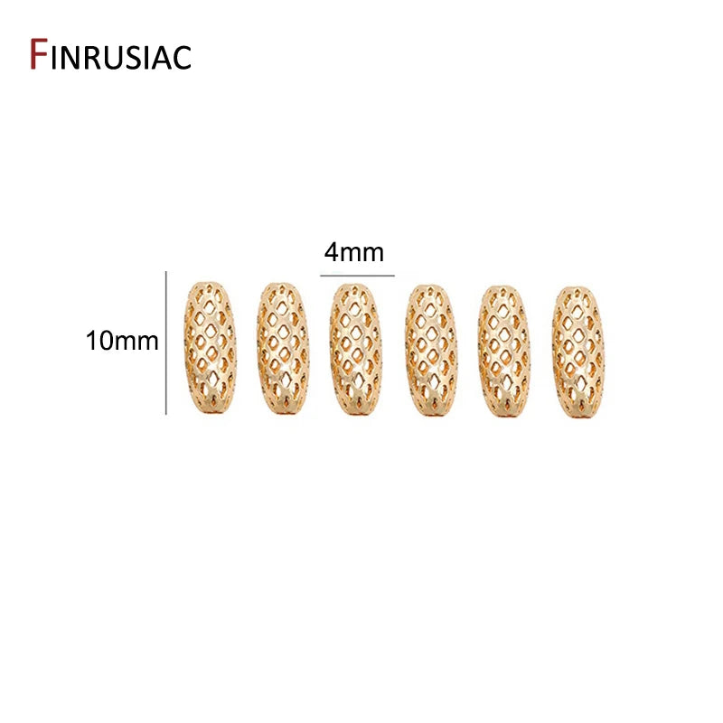 High Brass Metal Plated Hollow Long Tube Beads Accessories Oval Beads