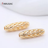 High Brass Metal Plated Hollow Long Tube Beads Accessories Oval Beads