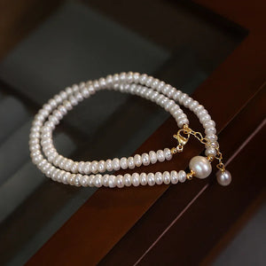 High Bright Flat Freshwater Pearl 14K Filled Female Chains Necklace Jewelry