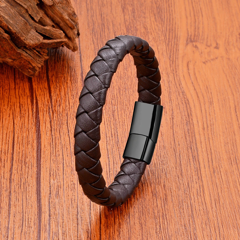 Brown Leather Cuff Bracelet for Couple MHIKN34