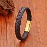 Brown Leather Cuff Bracelet for Couple MHIKN34