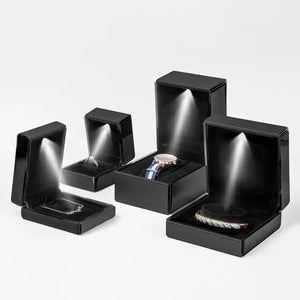 High Brushed PU Jewelry Organizer Box Ring Earrings Bracelet LED Light