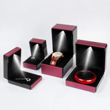 High Brushed PU Jewelry Organizer Box Ring Earrings Bracelet LED Light
