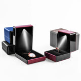 High Brushed PU Jewelry Organizer Box Ring Earrings Bracelet LED Light