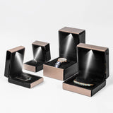 High Brushed PU Jewelry Organizer Box Ring Earrings Bracelet LED Light