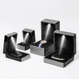 High Brushed PU Jewelry Organizer Box Ring Earrings Bracelet LED Light