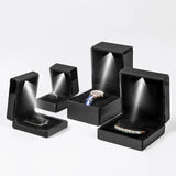 High Brushed PU Jewelry Organizer Box Ring Earrings Bracelet LED Light