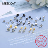 CZ 925 Silver Zircon Screw Stud Earrings | Geometric Birthday Gift