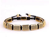 CZ Micro Pave Rectangle Braided Men Bracelet Bangle Gift