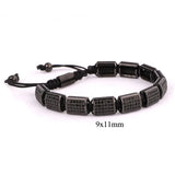 CZ Micro Pave Rectangle Braided Men Bracelet Bangle Gift