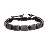 CZ Micro Pave Rectangle Braided Men Bracelet Bangle Gift