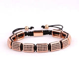 CZ Micro Pave Rectangle Braided Men Bracelet Bangle Gift