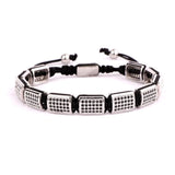 CZ Micro Pave Rectangle Braided Men Bracelet Bangle Gift