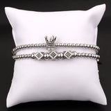 CZ Micro Pave Crown Charm Bracelet Men