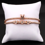 CZ Micro Pave Crown Charm Bracelet Men