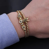 CZ Micro Pave Crown Charm Bracelet Men