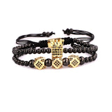 CZ Micro Pave Crown Charm Bracelet Men