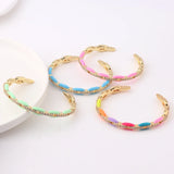 CZ Pastel Enamel Bangle Bracelet Rainbow Colorful Summer Jewelry