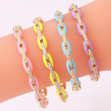 CZ Pastel Enamel Bangle Bracelet Rainbow Colorful Summer Jewelry