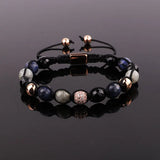 CZ Pave Ball Charm Stone Beaded Bracelet Macrame Jewelry Gift