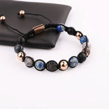 CZ Pave Ball Charm Stone Beaded Bracelet Macrame Jewelry Gift