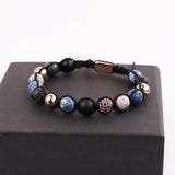 CZ Pave Ball Charm Stone Beaded Bracelet Macrame Jewelry Gift