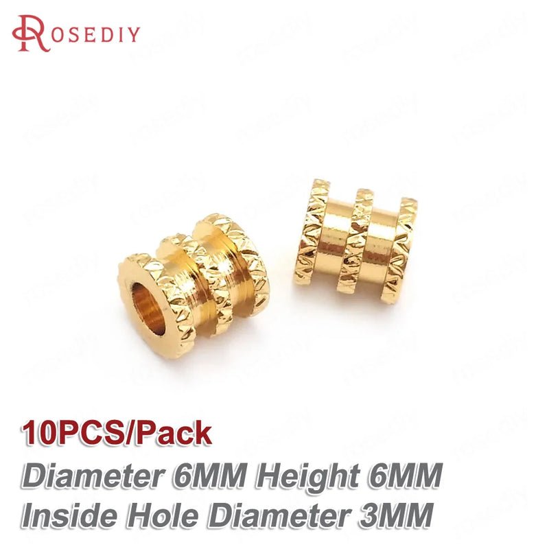 Champagne Brass Cylinder Spacer Beads for Bracelets DIY Jewelry Making